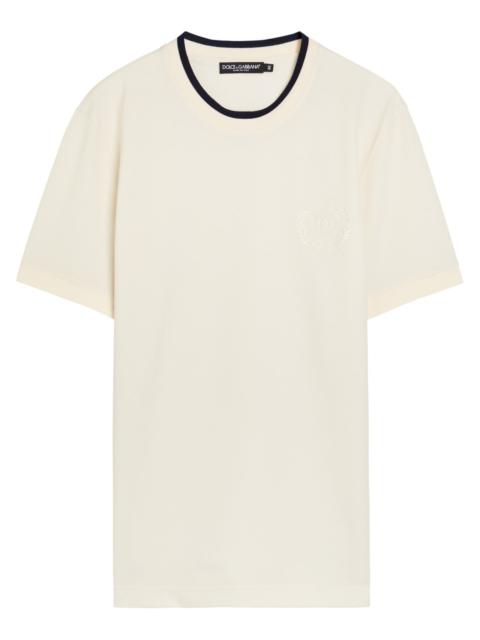 Dolce & Gabbana Logo-embroidered Piqué Cotton T-shirt