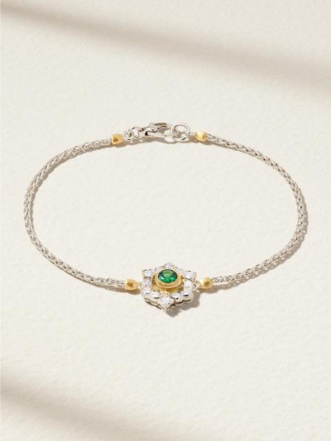 Ghirland 18-karat White And Yellow Gold, Diamond And Tsavorite Bracelet