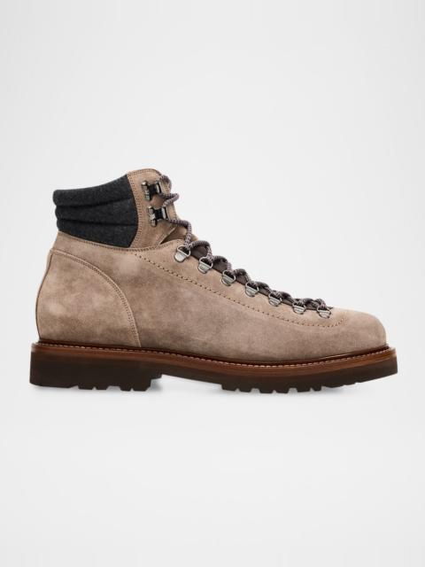 Men's Suede Wool-Collar Hiking Boots