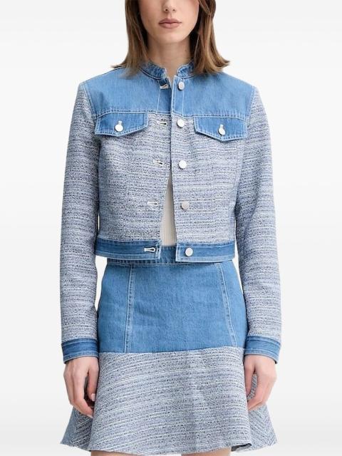 denim-panel tweed jacket
