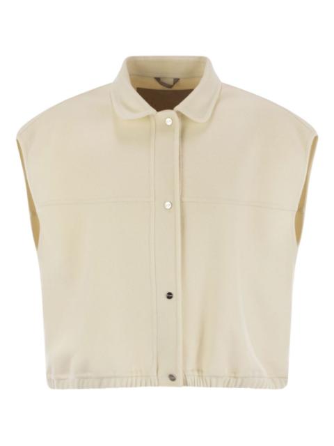 snap-fastening wool waistcoat