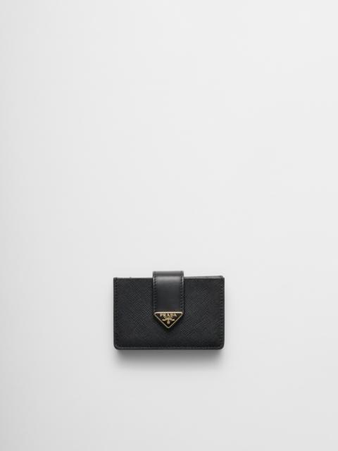 Saffiano and smooth leather card holder