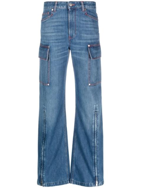 ankle-zips wide-leg jeans