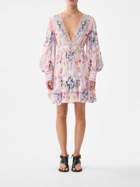 BUTTON FRONT FRILL DRESS