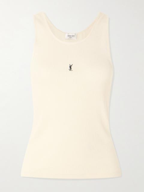 Cassandre Embroidered Ribbed Cotton-jersey Tank