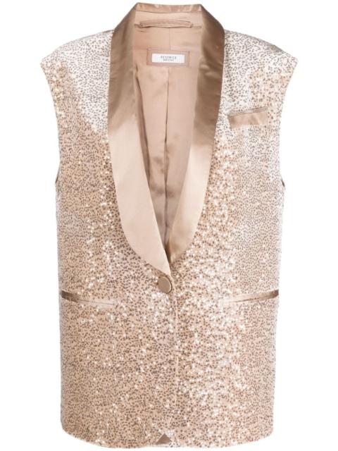sequin-embellished sleeveless blazer