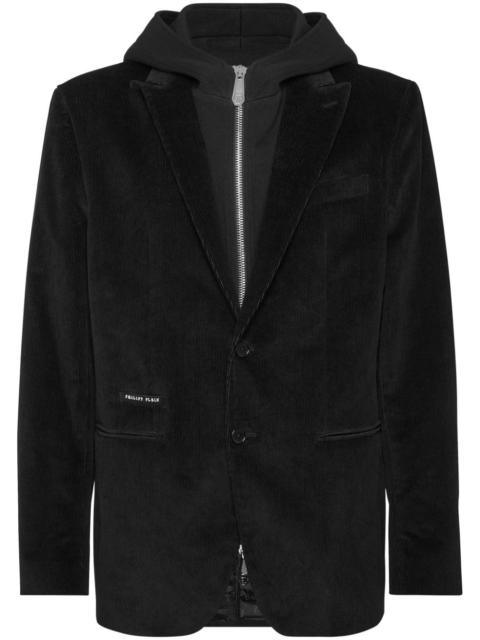 hooded velvet blazer