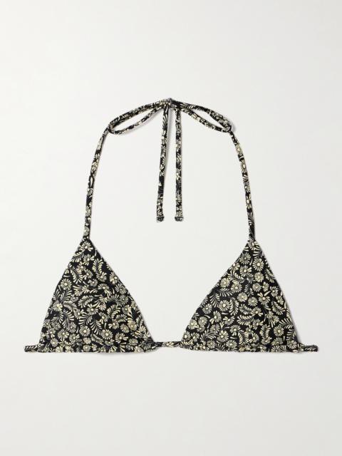 The String Floral-print Recycled Triangle Bikini Top