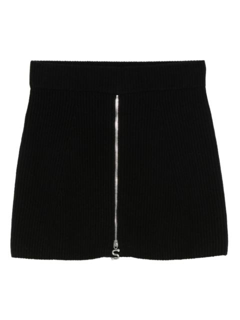 ribbed zip-front mini skirt