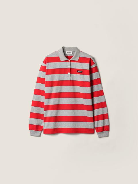 Striped jersey polo shirt
