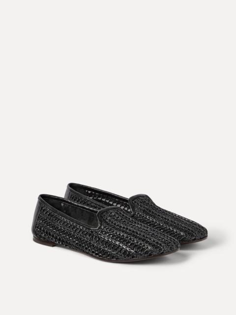 Techno raffia and calfskin flats