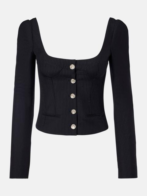 Chalk stripe wool and mohair bustier top