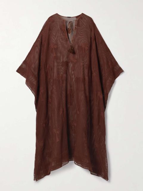 Embroidered cotton-mesh coverup Chocolate