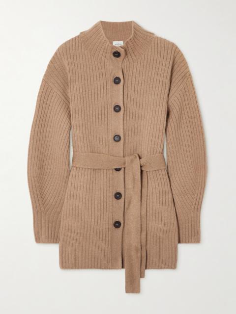 Cotai Belted Ribbed Organic Cashmere Cardigan