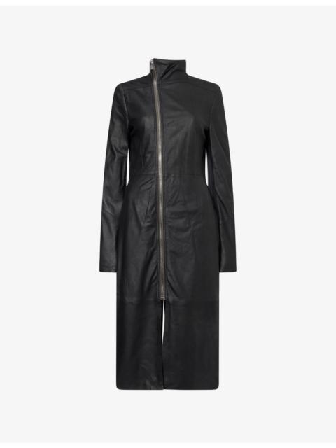 Gary Long Leather Coat
