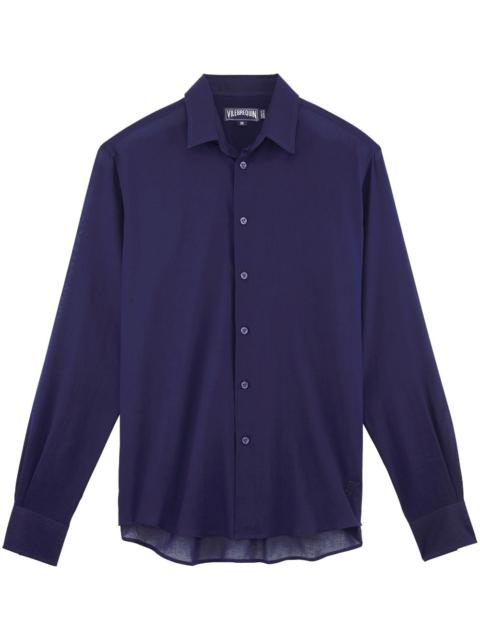 Caracal Turtle-embroidered voile shirt