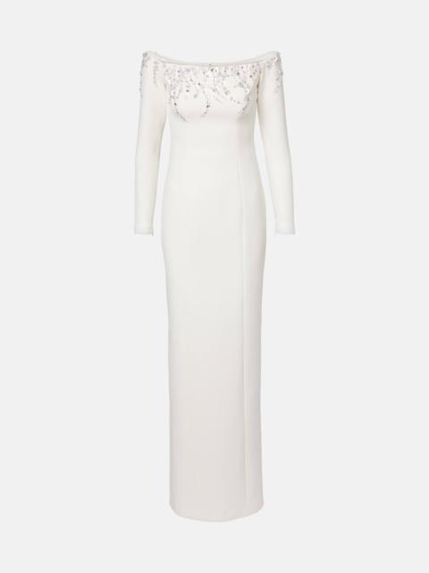 Bridal Gioia embellished crêpe gown