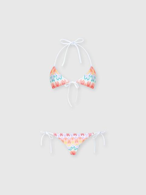 Triangle bikini in viscose with floral motif