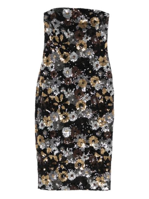sequin-embellished floral-print midi dress