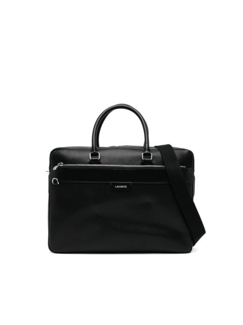 debossed logo top handle laptop bag