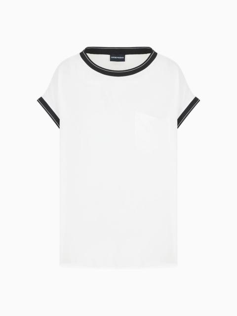 Short-sleeved viscose-crêpe blouse