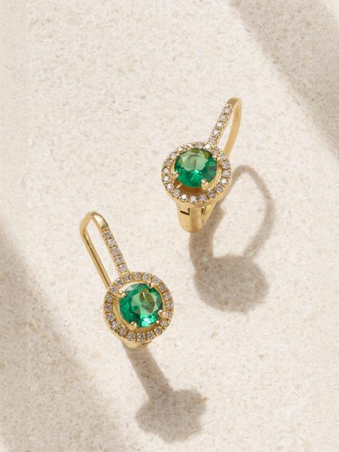 Waterfall 18-karat Gold, Emerald And Diamond Earrings