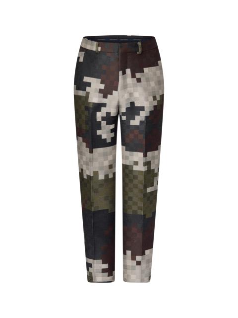 Tailored Cotton Damier Cigarette Pants