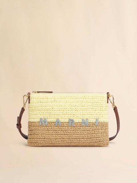 YELLOW AND BROWN PAPER RAFFIA SEASIDE POUCH