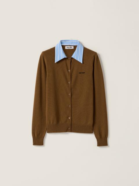 Cashmere cardigan with collar