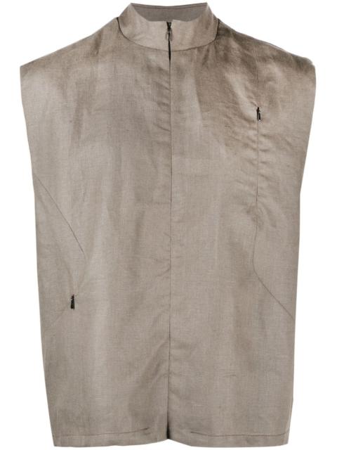 band-collar zip-up gilet