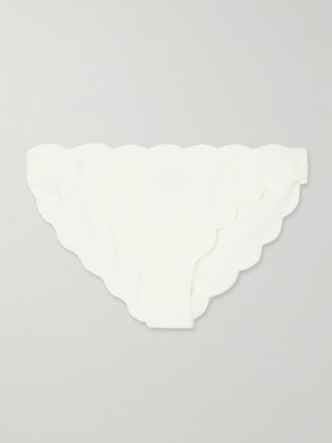 Antibes Scalloped Recycled-seersucker Bikini Briefs