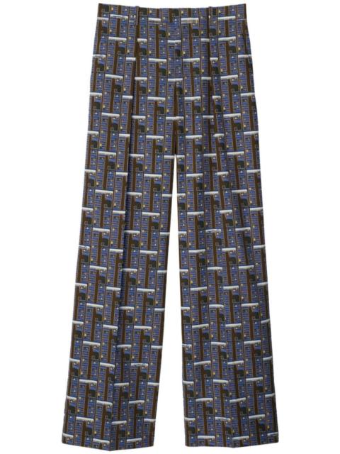 Bus silk straight-leg trousers