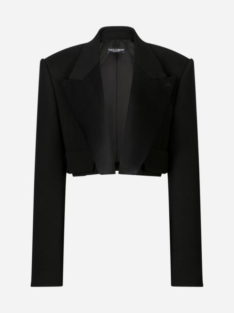 Short double wool tuxedo jacket