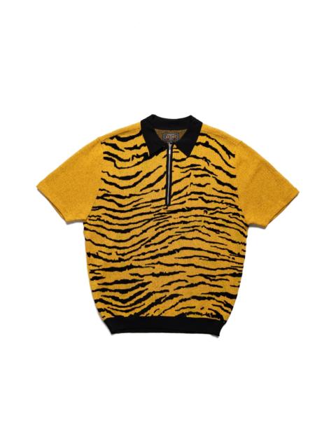 Half Zip Knit Polo Animal Jacquard - Tiger