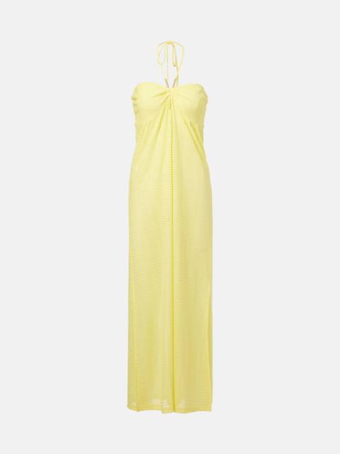 Mila semi-sheer halterneck maxi dress