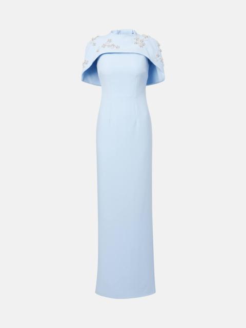 Embellished caped gown