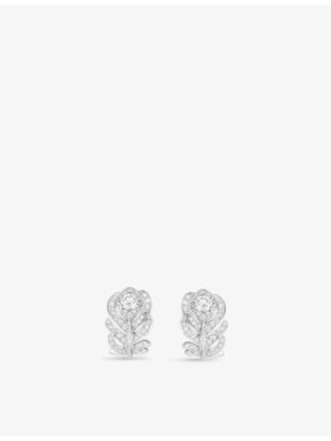 Plume de Paon XS 18ct white-gold, 0.50ct and 0.30ct round-brilliant diamond stud earrings