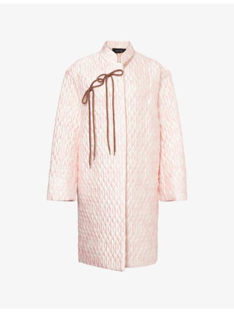 Bow-Tie Quilted Woven Coat