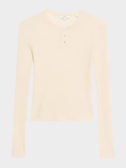 Ribbed Long-Sleeve Henley