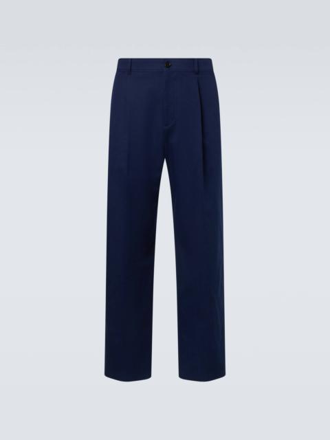Cotton gabardine wide-leg pants