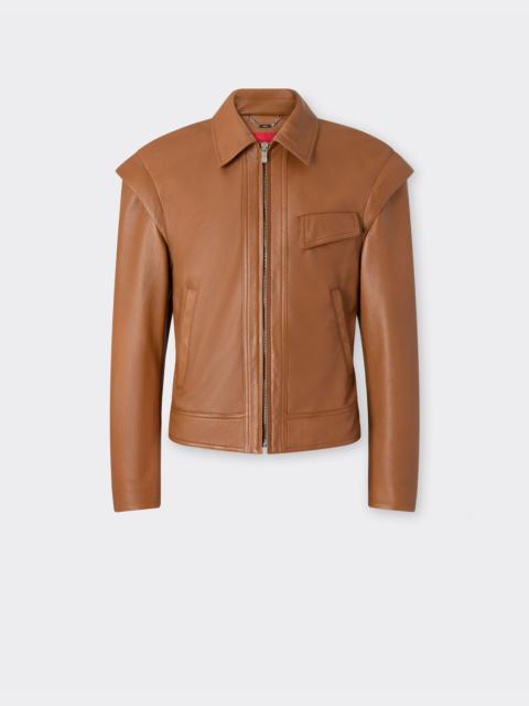 Deer-effect nappa leather blouson