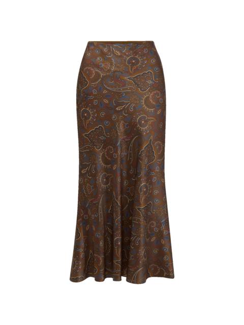 CLOVER STRETCH-SILK MIDI SKIRT