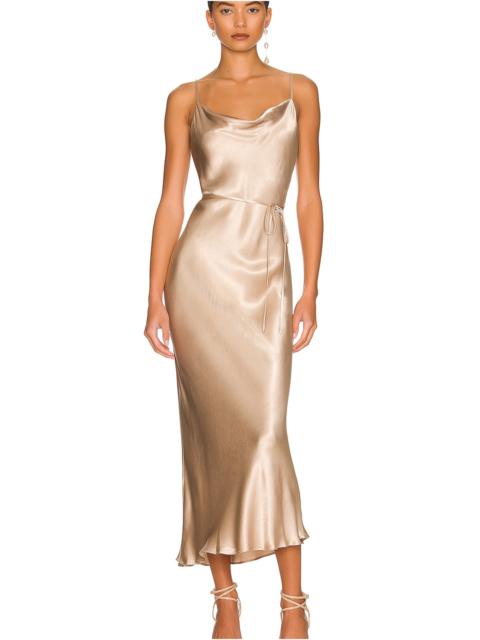 La Lune Bias Cowl Midi Dress