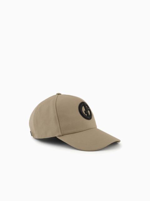 COTTON BASEBALL CAP WITH LEATHER LOGO