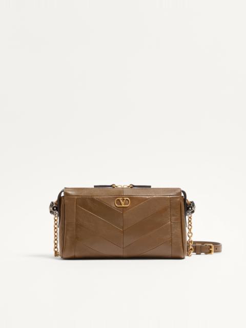 VALENTINO GARAVANI PANTHEA SMALL SHOULDER BAG IN NAPPA LEATHER WITH A CHEVRON PATTERN