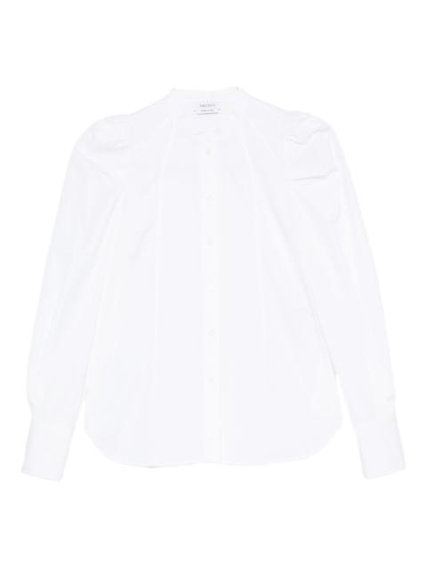 puff-sleeve button-front shirt