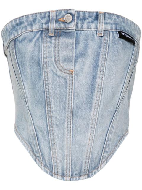 button-up denim corset top