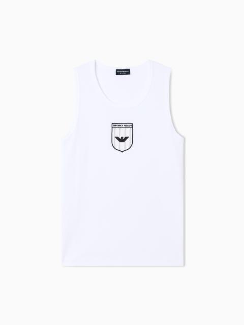 INTERLOCK JERSEY TANK TOP WITH ICON EMBROIDERY