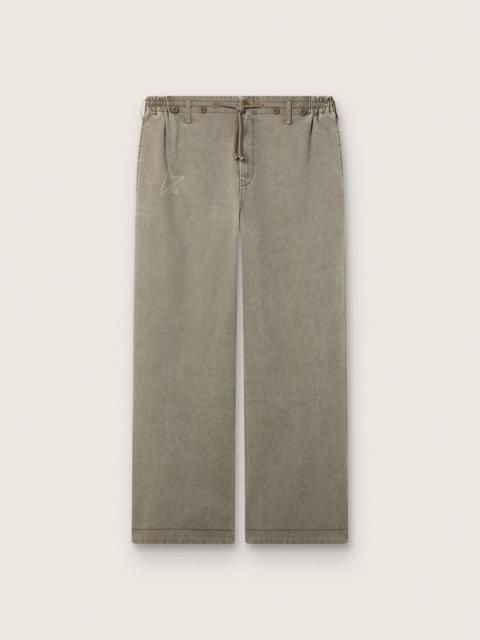 Unisex pants in gray denim with drawstring and star