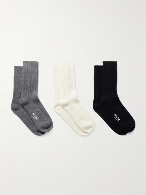 Lucia Set Of Three Ribbed Cashmere Socks